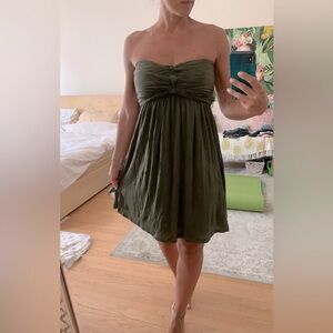 BCBG MaxAzria - Strapless army green dress (XS-S)